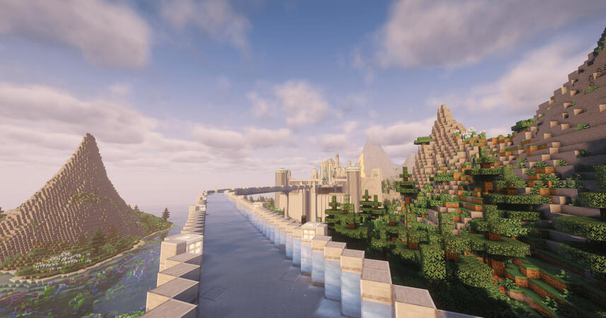 A vista of Bellemer, capital city of Aquenne, the dominant aqua nation.